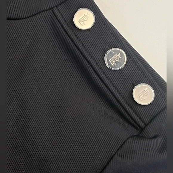 Lauren Ralph Lauren Ribbed Cropped Mockneck Rash Guard Black Swim TOP ONLY NEW - Picture 9 of 9